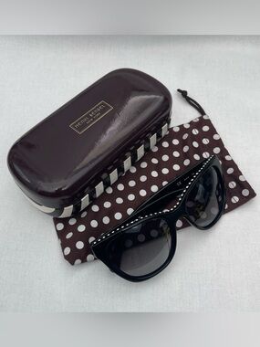 NWO Henri Bendel Black Sunglasses with Crystals on top of Frame